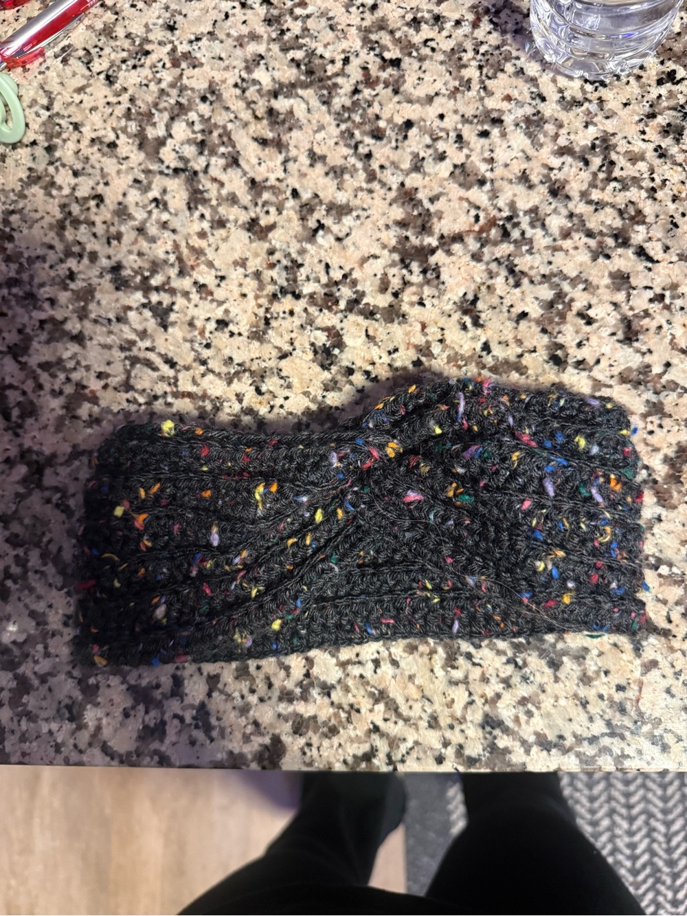 Black Speckled Knit Headband - Women's Winter Ear Warmer